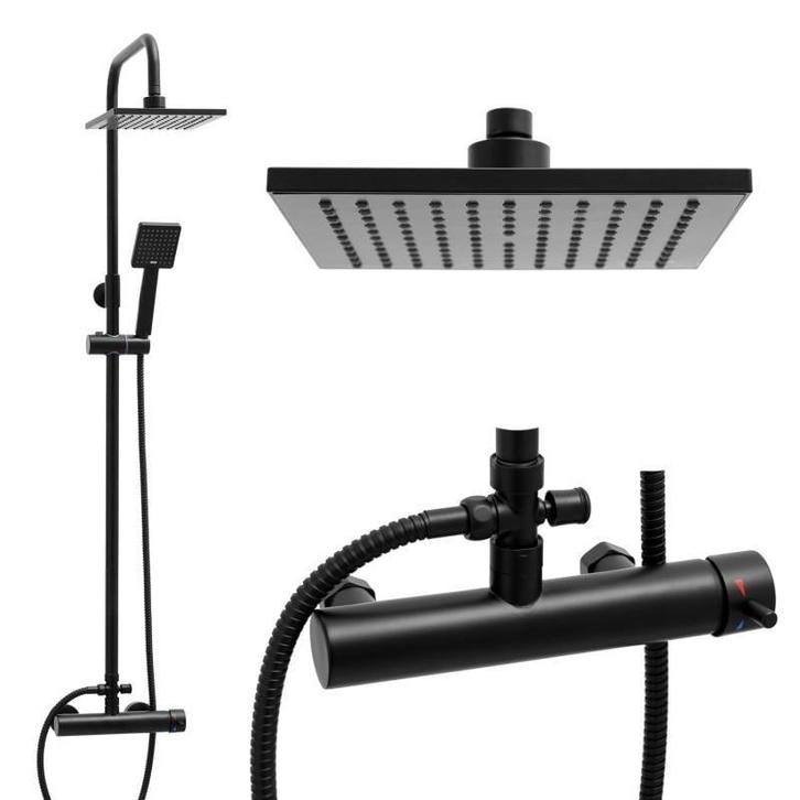 Doucheset Zwart | Regendouche 20cm | Nieuw | Scherpe Prijs, Doe-het-zelf en Bouw, Sanitair, Nieuw, Steen, Douche, Ophalen of Verzenden