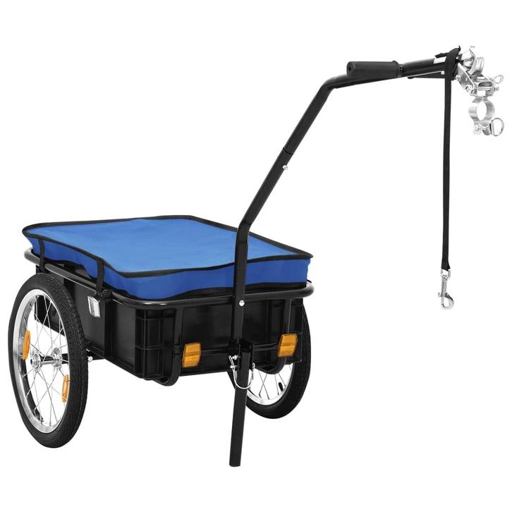 vidaXL Fietstrailer/trekwagen 155x60x83 cm staal blauw, Fietsen en Brommers, Fietsaccessoires | Aanhangwagens en Karren, Nieuw