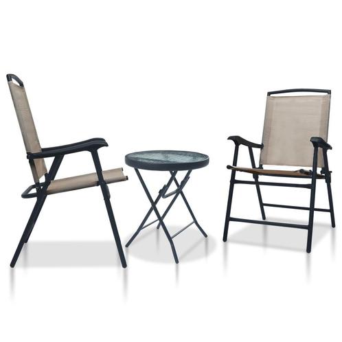 vidaXL Ensemble de bistro 3 pcs Taupe Acier, Jardin & Terrasse, Ensembles de jardin, Neuf, Envoi