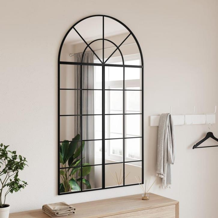vidaXL Wandspiegel boog 80x140 cm ijzer zwart, Huis en Inrichting, Woonaccessoires | Spiegels, Nieuw, Verzenden