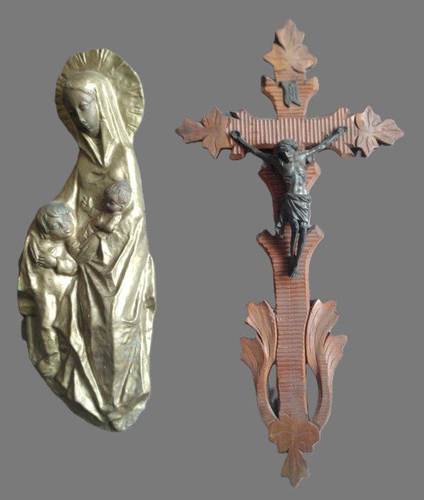 Snijwerk, Altes Holzkreuz mit gekreuzigten Jesus - Jesus am, Antiek en Kunst, Antiek | Boeken en Manuscripten