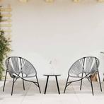 vidaXL Set tuinstoelen 3-delig poly rattan zwart en, Tuin en Terras, Verzenden, Nieuw