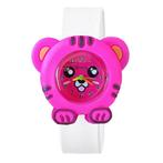 Fako® - Kinderhorloge - Slap On Mini - Tijger - Fuchsia/Wit, Bijoux, Sacs & Beauté, Montres | Enfants, Verzenden