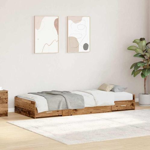 vidaXL Opbergbedframe met hoofdeinde Oud Hout 100 x 200 cm, Huis en Inrichting, Slaapkamer | Bedden, Nieuw, Verzenden