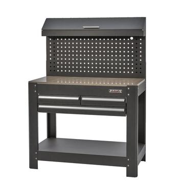 Werkbank met lades en gereedschapbord zwart 114 cm beschikbaar voor biedingen