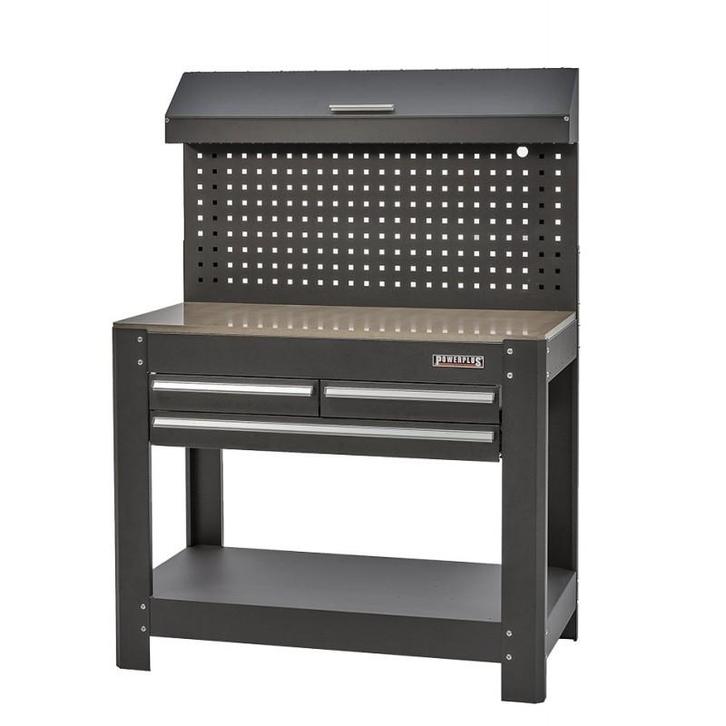 Werkbank met lades en gereedschapbord zwart 114 cm, Doe-het-zelf en Bouw, Werkbanken, Ophalen of Verzenden