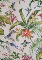 Exclusieve Florale Art Nouveau stof met kleurrijke Kolibries, Antiek en Kunst, Curiosa en Brocante
