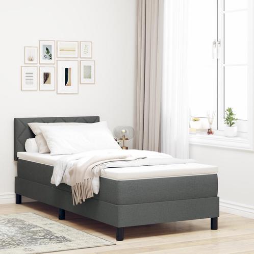 vidaXL Boxspringbed met Matras Donkergrijs 90x200 cm Stof, Huis en Inrichting, Slaapkamer | Bedden, Nieuw, Verzenden