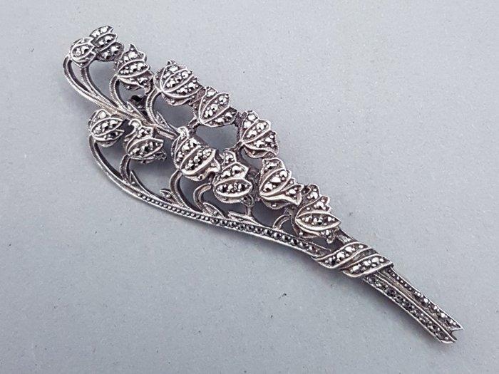 Zilver, Art Deco, Lelietjes van Dalen - Broche - +, Antiek en Kunst, Kunst | Designobjecten