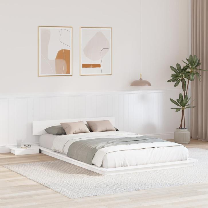 vidaXL Bedframe Wit 120 x 200 cm Hout, Huis en Inrichting, Slaapkamer | Bedden, Nieuw, Verzenden