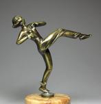 sculptuur, Art Deco Bronze Sculpture - 16 cm - Brons, Marmer