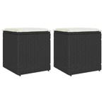 vidaXL Tuinkrukken met kussens 2 st 40x40x43 cm poly rattan, Verzenden, Nieuw