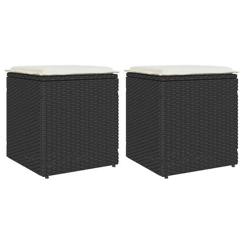 vidaXL Tuinkrukken met kussens 2 st 40x40x43 cm poly rattan, Tuin en Terras, Tuinsets en Loungesets, Nieuw, Verzenden