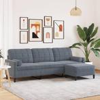 vidaXL Driezitsbank met voetenbank 210 cm stof donkergrijs, Verzenden, Nieuw