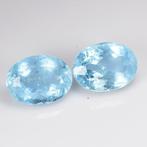 2 pcs  Blauw Aquamarijn  - 9.74 ct - nternational Colored, Handtassen en Accessoires, Edelstenen, Nieuw