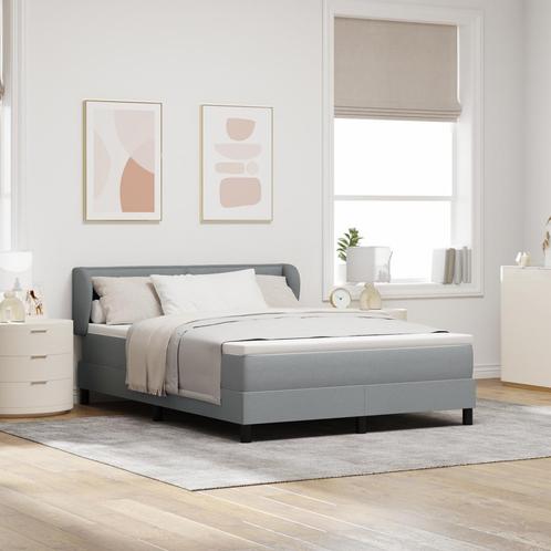 vidaXL Boxspringbed met Matras Lichtgrijs 140x200 cm Stof, Huis en Inrichting, Slaapkamer | Bedden, Nieuw, Verzenden