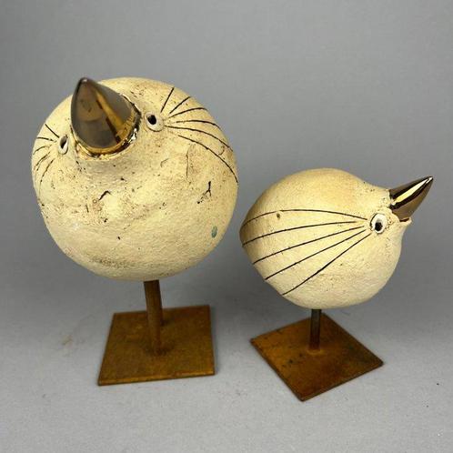 Ewa Budzowska - Sculpture, 2 Birds (with 24carat gold) - 18, Antiek en Kunst, Antiek | Glaswerk en Kristal