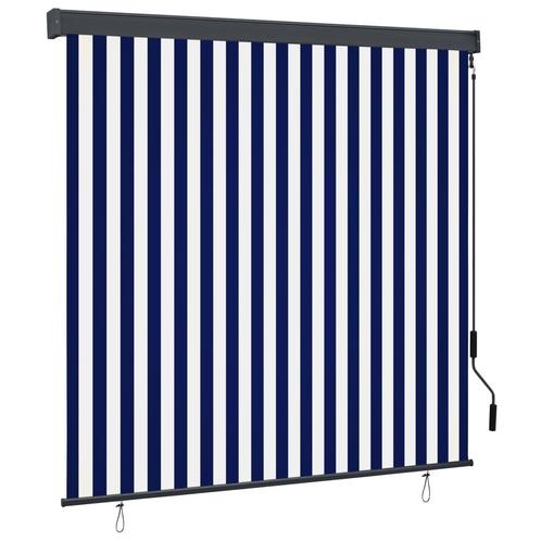vidaXL Rolgordijn voor buiten 160x250 cm blauw en wit, Huis en Inrichting, Stoffering | Gordijnen en Lamellen, Nieuw, Verzenden