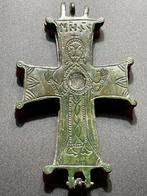 Byzantijns Brons Uitzonderlijk reliekschrijf-kruis -, Antiek en Kunst