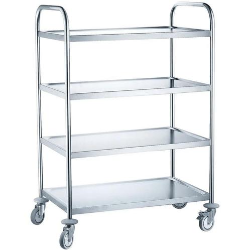Serveerwagen | RVS | 4 Niveaus | Wielen (Geremd) |, Zakelijke goederen, Horeca | Keukenapparatuur, Nieuw in verpakking, Verzenden