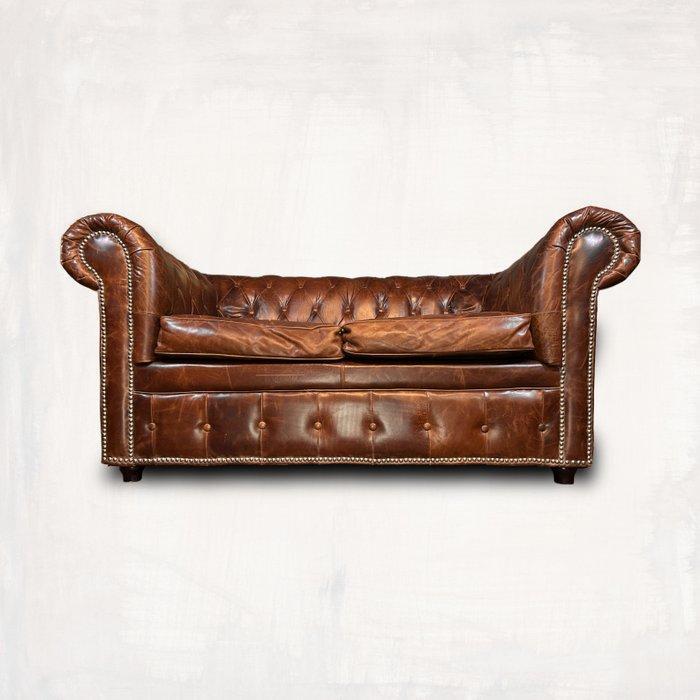 Sofa - Bruin cuoio, prachtige authentieke natuurlijke, Antiek en Kunst, Curiosa en Brocante