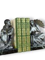 Boekensteunen - Zinklegering, Marmer - Pierrot en Colombina