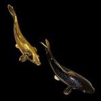 Showa - Pair of stylish Koi Okimono - Sculpture Bronze -