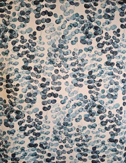 Eucalipto dipinto sur tissu exclusif, design dintérieur -, Antiek en Kunst, Antiek | Tapijten, Tafelkleden en Textiel