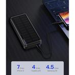 Draadloze Solar Powerbank met 4 Poorten 20.000mAh - LED, Telecommunicatie, Verzenden, Nieuw, Kuulaa