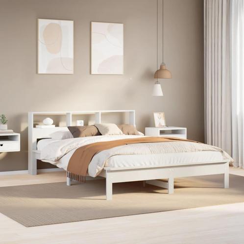 vidaXL Bed met boekenkast zonder matras grenenhout wit, Huis en Inrichting, Slaapkamer | Bedden, Nieuw, Verzenden