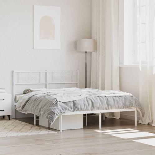 vidaXL Bedframe met hoofdbord metaal wit 140x200 cm, Huis en Inrichting, Slaapkamer | Bedden, Nieuw, Verzenden