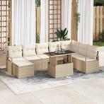 vidaXL Tuinbank Set met opslag 9 pcs Beige Poly rattan, Tuin en Terras, Verzenden, Nieuw