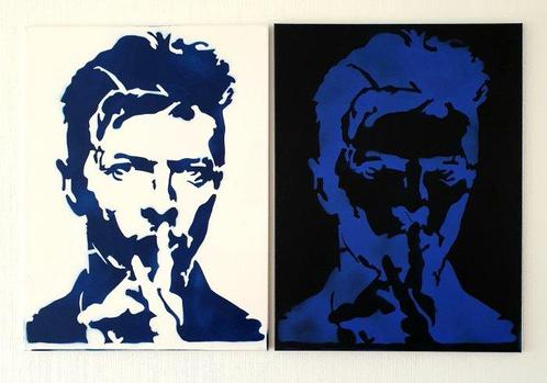 Liesens - David Bowie pos & neg ( lot van 2 schilderijen), Antiquités & Art, Art | Peinture | Moderne