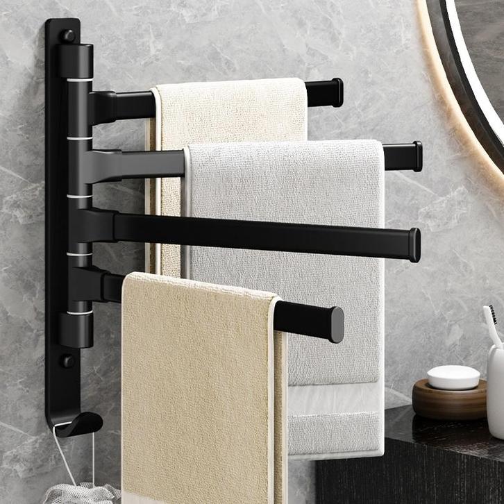 30cm Badkamer Handdoekenrek - 4 Handdoeken - Zwart - Handdoe, Verzamelen, Overige Verzamelen, Verzenden