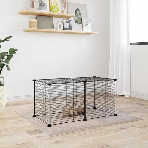 vidaXL Huisdierenkooi met 8 panelen 35x35 cm staal zwart, Dieren en Toebehoren, Knaagdieren en Konijnen | Hokken en Kooien, Nieuw