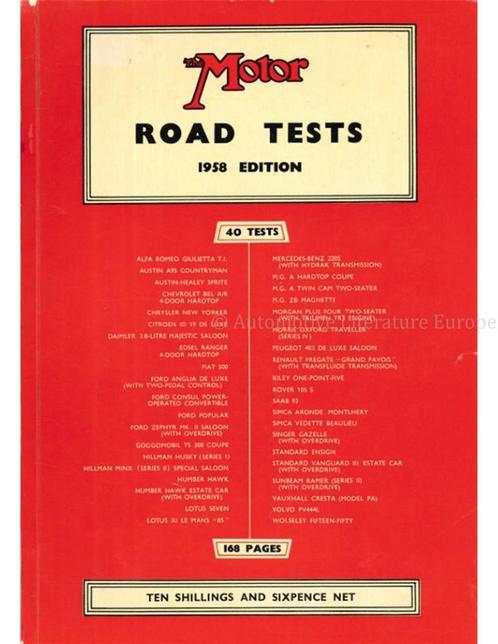 THE MOTOR, ROAD TESTS, 1958 EDITION, Boeken, Auto's | Boeken