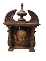 Wandconsole met Puto - 37 cm - Antiek - Eik - 1850-1900, Antiek en Kunst