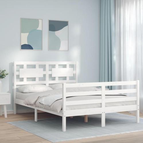 vidaXL Cadre de lit avec tête de lit blanc petit double, Maison & Meubles, Chambre à coucher | Lits, Neuf, Envoi