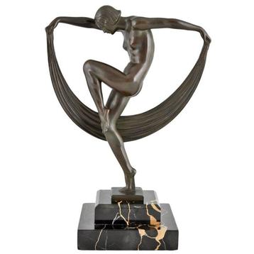 Max le Verrier - Denis - sculptuur, Art Deco danseres met