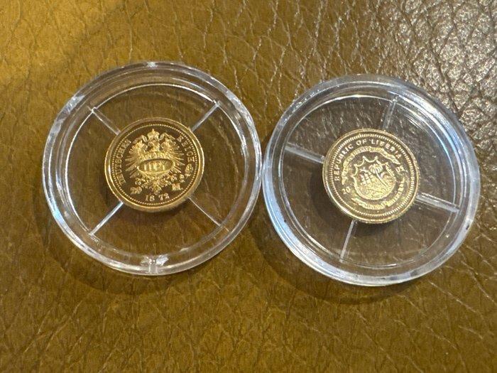 1 gram - Goud - Ludwig II. und Krügerrand (Zonder, Postzegels en Munten, Edelmetalen en Baren