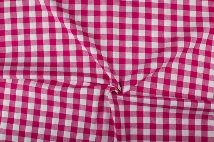 Ruitjesstof fuchsia wit geruit - 18mm geruit, Hobby en Vrije tijd, Stoffen en Lappen, 120 cm of meer, 200 cm of meer, Roze, Nieuw