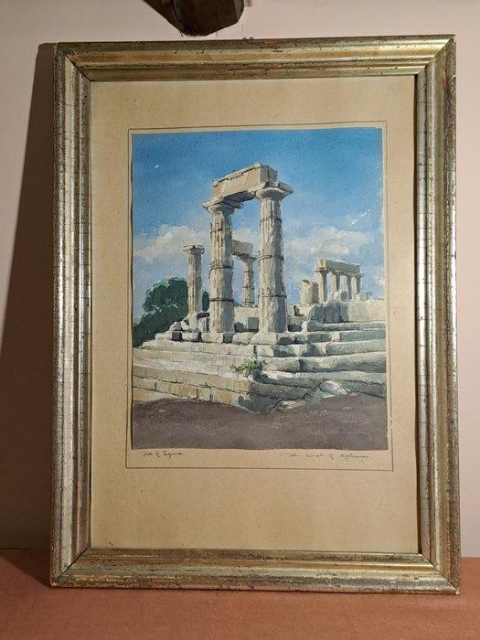 Evangelos Klonaridis (XIX) - Tempio di Afaia, Antiek en Kunst, Kunst | Schilderijen | Klassiek