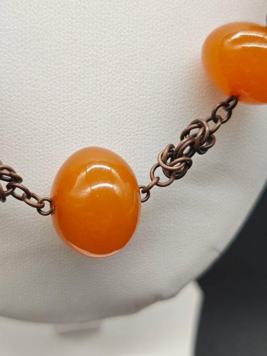 Vintage oud antiek honing Baltisch amber - ketting 66 cm,, Verzamelen, Mineralen en Fossielen