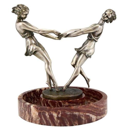 Andre Gilbert - Sculpture, Art Deco dansende vrouwen, Antiek en Kunst, Antiek | Meubels | Stoelen en Sofa's