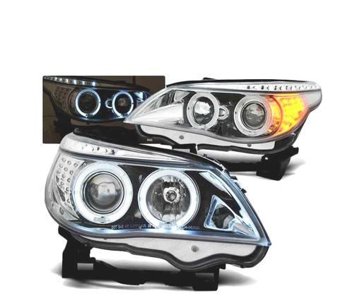 PHARES LED ANGEL EYES POUR BMW E60 E61 03-07 CHROMÉ, Auto-onderdelen, Verlichting, Verzenden