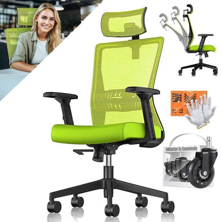 Ergonomische Bureaustoel - Gamestoel - Office Chair - Groen, Huis en Inrichting, Bureaustoelen, Nieuw, Verzenden