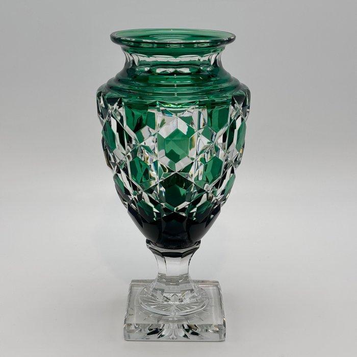 Val Saint Lambert - Vaas - Jupiter gedubbeld groen - Kristal, Antiquités & Art, Antiquités | Verre & Cristal