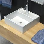 vidaXL Luxueuse vasque céramique carrée avec trop plein, Bricolage & Construction, Sanitaire, Neuf, Verzenden