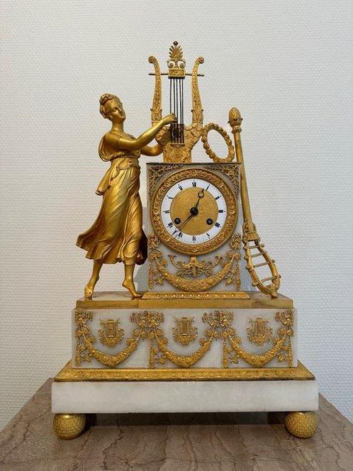 Pendule de cheminée - Empire - Bronze doré, Marbre - vers, Antiek en Kunst, Antiek | Klokken