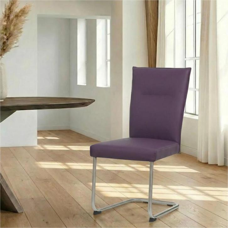 Leren eetkamerstoel Retro - Toledo Aubergine (paars) -, Huis en Inrichting, Stoelen, Overige kleuren, Nieuw, Leer, Ophalen of Verzenden